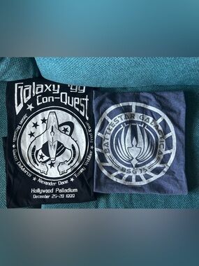 X2 Classic Sci-Fi tees t-shirts size XL, Battlestar Galactica & Galaxy Quest